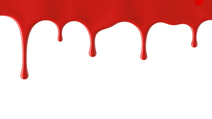 Red paint splashes, drips, and flows like liquid ruby. red paint splash isolated, red paint dripping