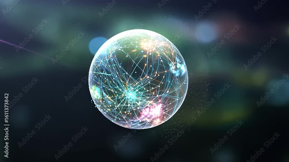 Aufkleber glowing sphere of colorful lights an abstract digital network connection showcasing futuristic techn