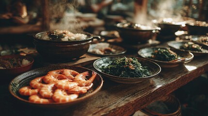 Fresh and Simple Seafood Dish with Shabu Ingredients on Table