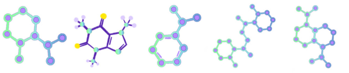Colorful Hand-Drawn Molecular Science Elements with Gradient Blue-Purple Style &ndash; Chemistry Education Clipart Pack