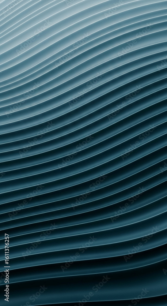 Poster abstract teal-blue wave pattern, smooth curved lines create a dynamic, modern texture ideal for back