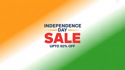 Independence day sale poster with tricolor theme and discount up to fifty percent off