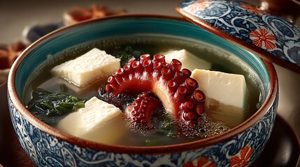 Vibrant Traditional Japanese Shabu Shabu with Fresh Seafood Ingredients