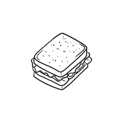 Delicious Hand-Drawn Sandwich Illustration with Savory Fillings for a Quick Meal
