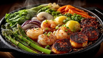 Vibrant Seafood Platter with Intricate Arrangement of Fresh Ingredients