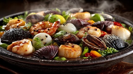 Vibrant Seafood Platter with Shabu and Intricate Arrangement