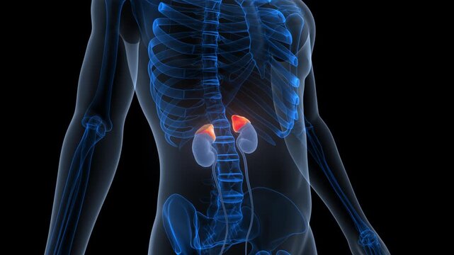 Human Body Glands Adrenal Gland Anatomy Animation Concept
