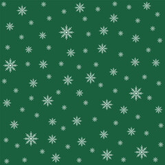 seamless winter pattern with snowflakes on green background