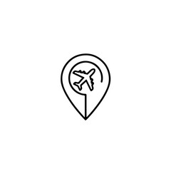 Airplane location pin. Travel destination map icon.