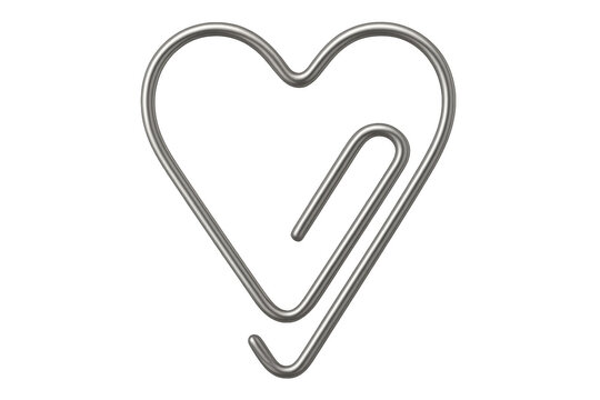 Naklejki Metallic paperclip forming heart shape on transparent background, ideal for valentine's day or romantic projects