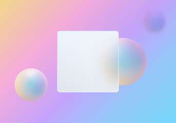Glassmorphism pastel background with soft spheres