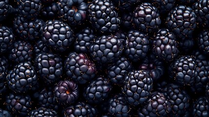 Fresh ripe blackberries, top view detailed texture