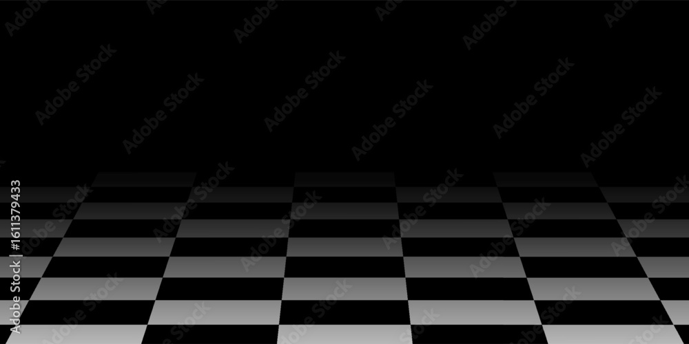 Poster futuristic perspective grid box. abstract wireframe with white grid line on black background. vector
