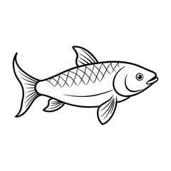 Stylized line art of a fish with scaled body