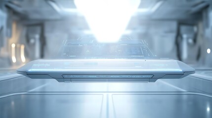 Futuristic holographic interface displaying data in a scifi setting