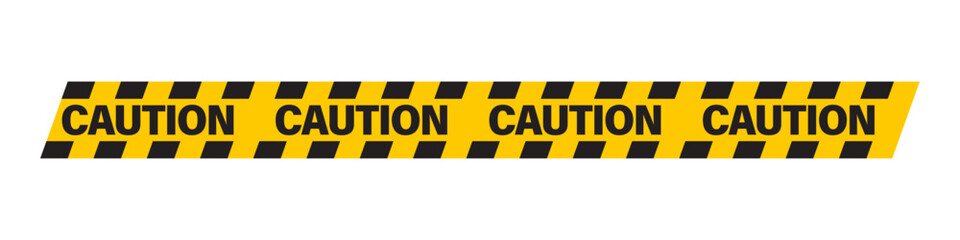 Seamless yellow caution tape with black text and diagonal stripes