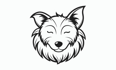 Sleeping dog silhouette, cute puppy icon, resting pet graphic, dog sleeping black silhouette vector 