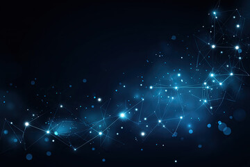 Glowing Blue Molecular Network with Empty Left Space on Dark Background