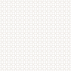 Circle geometric grid seamless pattern. Simple minimal beige and white vector ornament texture with circular mesh, net, lattice, curved lines. Abstract subtle background. Modern repeated geo design