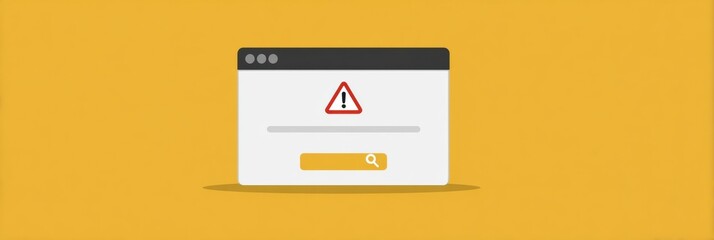 Fototapeta premium Phishing Webpage Designed as a Login Form With Alert Icon on Clean Yellow Background