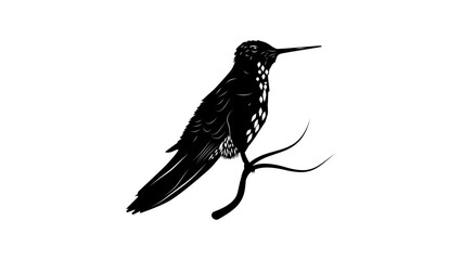 Giant Hummingbird bird, black isolated silhouette
