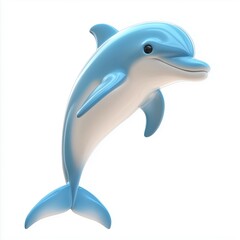 Smiling Cartoon Dolphin on white background