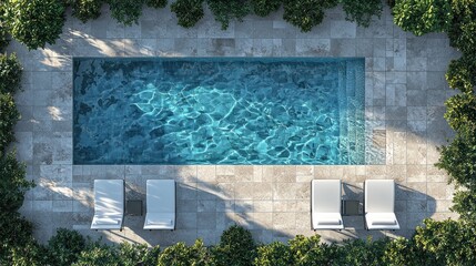 Pool and deck with relaxing water reflection