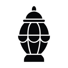 Black silhouette of a vintage garden lantern light