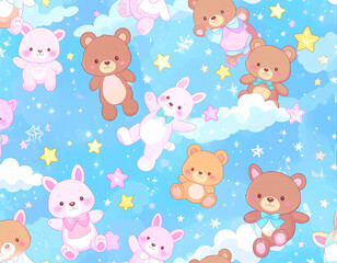 クマ　うさぎ　星　背景