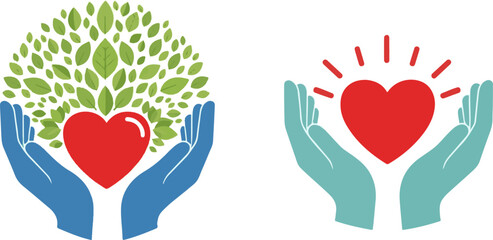 Heart in hands illustration on white background