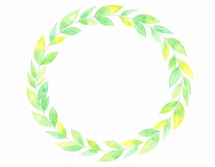 葉っぱ　水彩　イラスト　リース