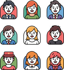 Diverse people avatars with varied hairstyles and clothing