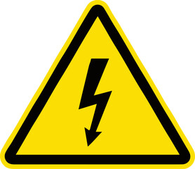 High voltage sign in yellow triangle