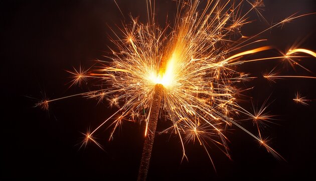 a lit sparkler is shown on a black background