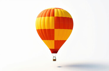 Fototapeta premium A colorful hot air balloon floating against a plain white background