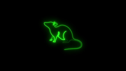 Neon green rat silhouette against black background suitable for branding and design projects