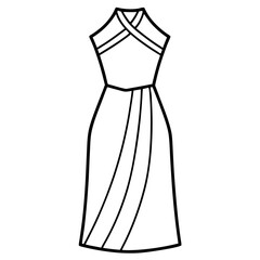 Asymmetrical Dress a simple line art vector