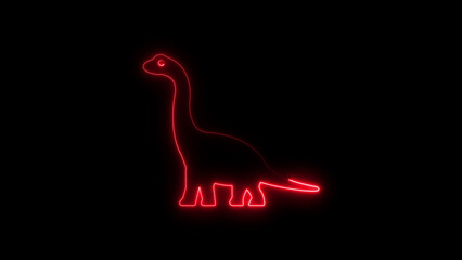Glowing neon brontosaurus silhouette illustration on black background for creative design and concepts © Awwal  