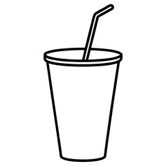 Simple line art drawing of a festive party cup with a straw and refreshing liquid