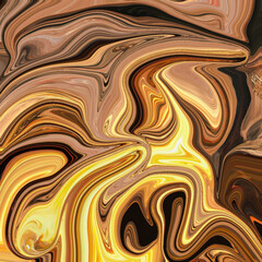 Abstract swirl of golden tones and warm browns creates a dynamic molten fluid background. Abstract, swirl, golden, molten, background are golden keywords.