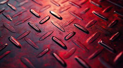 Metal Texture with Diamond Pattern in Red Tones, Featuring Copy Space for Text 