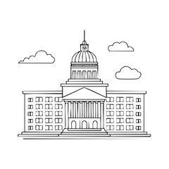 Classic Government Building with Dome and Columns Illustration