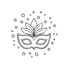 Obraz premium Masquerade Mask with Decorative Stars and Ornaments Festive Illustration