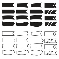 Set of white and black ribbon banners