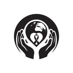 International Day of Charity Silhouette Vector Illustration, Solid White Background.