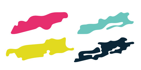 Brush strokes vector. yellow, blue, dark blue, backgrounds. Colorful set of text boxes. Paintbrush collection. Dirty brush texture banners. Rectangular painted objects.eps8