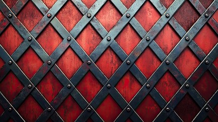 Metal Texture with Diamond Pattern in Red Tones, Featuring Copy Space for Text 