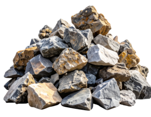 Pile of Rough Textured Rocks on White Background, Transparent Background PNG
