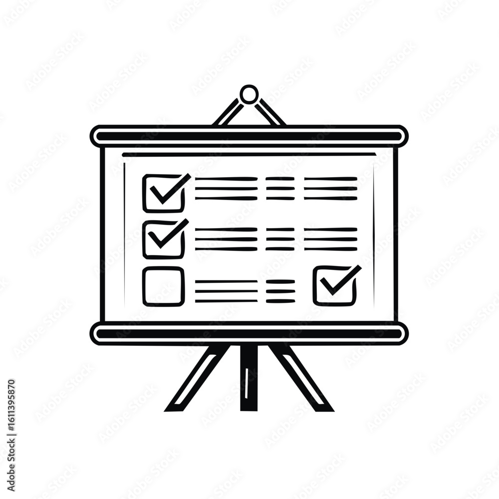 Poster checklist presentation display shows tasks completed and one task remaining checklist vector