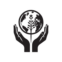International Day of Charity Silhouette Vector Illustration, Solid White Background.